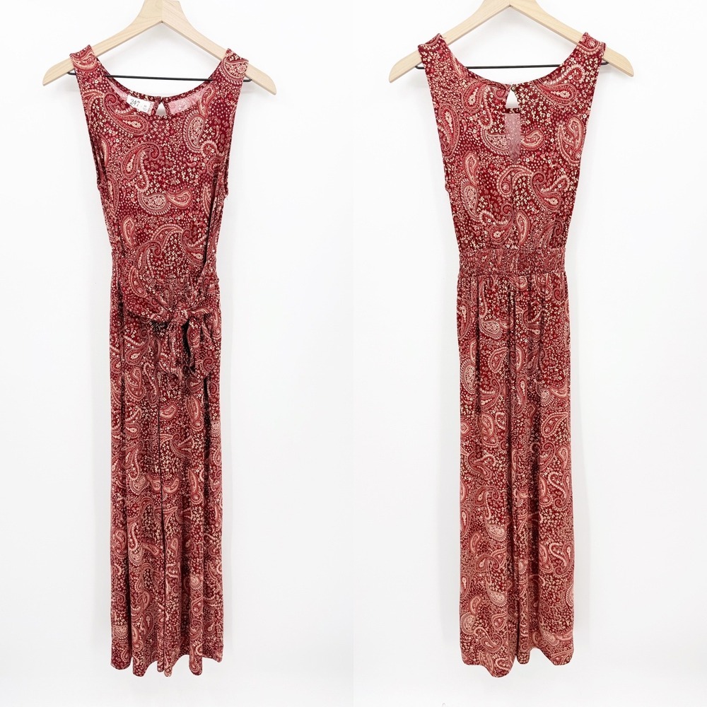 Maurices 24/7 Paisley Jumpsuit XS Sleeveless Smocked Waist Boho Festival Western